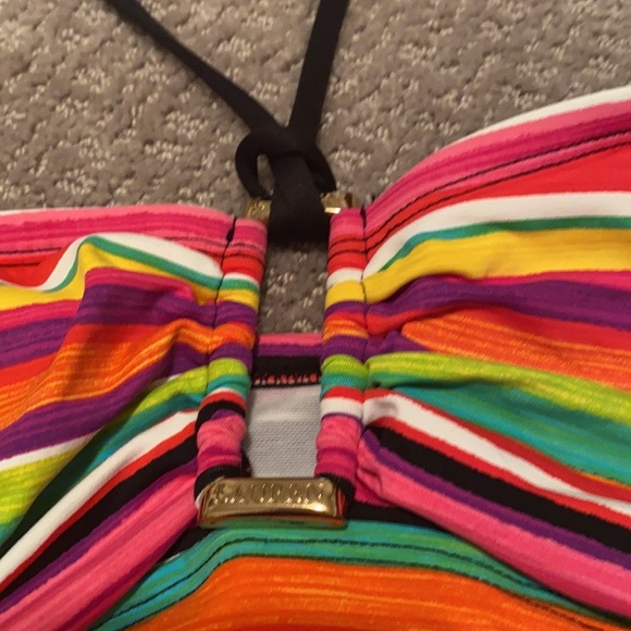 5 for $25 Lauren Ralph Lauren sunset stripe bandeau one-pice swimsuit - Picture 5 of 11